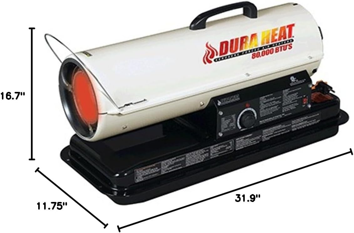Dura Heat DFA80T 80K BTU Kero Forced Air Heater with Carrying Handle