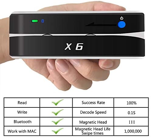 X6BT Bluetooth Mag VIP Card Reader Writer USB 3 Tracks Swipe Encoder