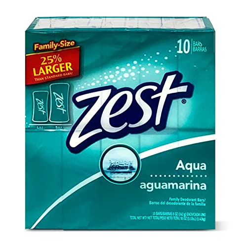 Zest 8-Bar Bath Size Soap, Aqua, 4 Ounce per bar, 8 bars, 32 Ounce