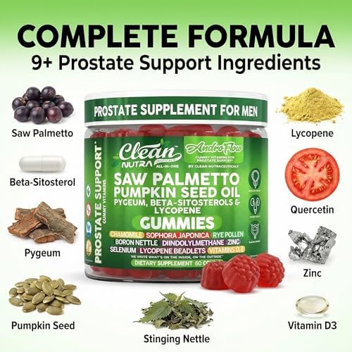AndroFlow Saw Palmetto and Pumpkin Seed Oil Prostate Health Supplements for Men Pygeum Beta Sitosterol Lycopene Boron Zinc Selenium DIM Stinging