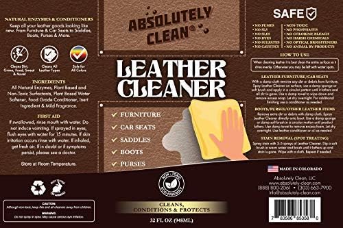 Amazing Leather Cleaner/Conditioner/Deodorizer | Powerful, Natural Enzyme Cleaner | USA Made | Great for Leather & Vinyl, Furniture, Boots, Purses