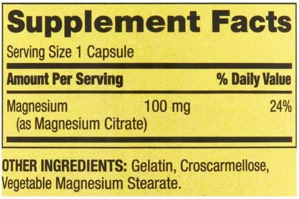 Spring Valley - Magnesium Citrate 100 mg, Rapid-Release, 100 Capsules