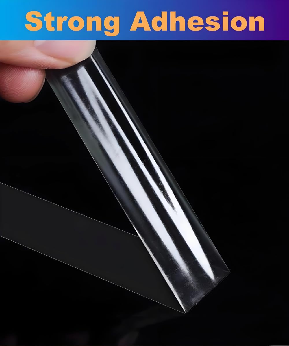 Ultra-Thin Clear Double Sided Tape Heavy Duty 2-Inch x 50 Feet Two Sides Strong Stick Mounting Adhesive Tape for Arts & Crafts, Fix Carpet