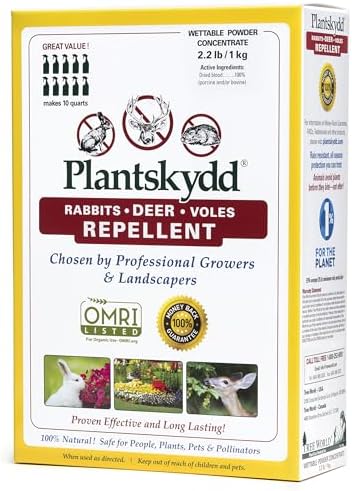Plantskydd Animal Repellent, Deer, Rabbit, Voles, Powder Concentrate 2.2lb | Makes 2.5 Gallons of Liquid Repellent