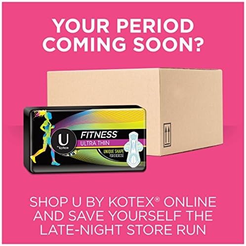 U by Kotex Unscented Heavy Absorbency Fitness Ultra Thin Pads with Wings, 13 Count