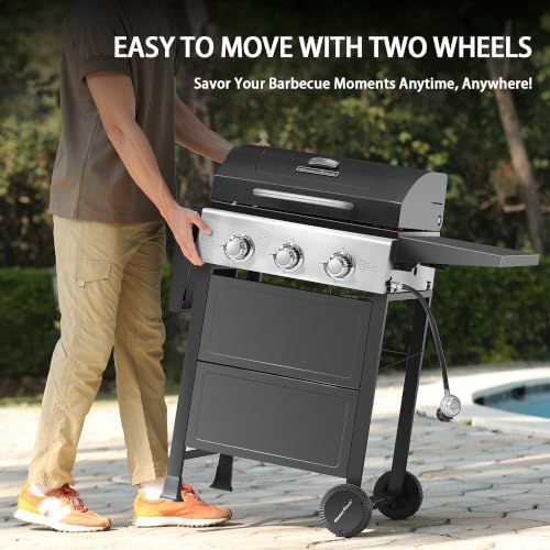 MASTER COOK 3 Burner BBQ Propane Gas Grill, 472 Sq. In. Cooking Area, 30