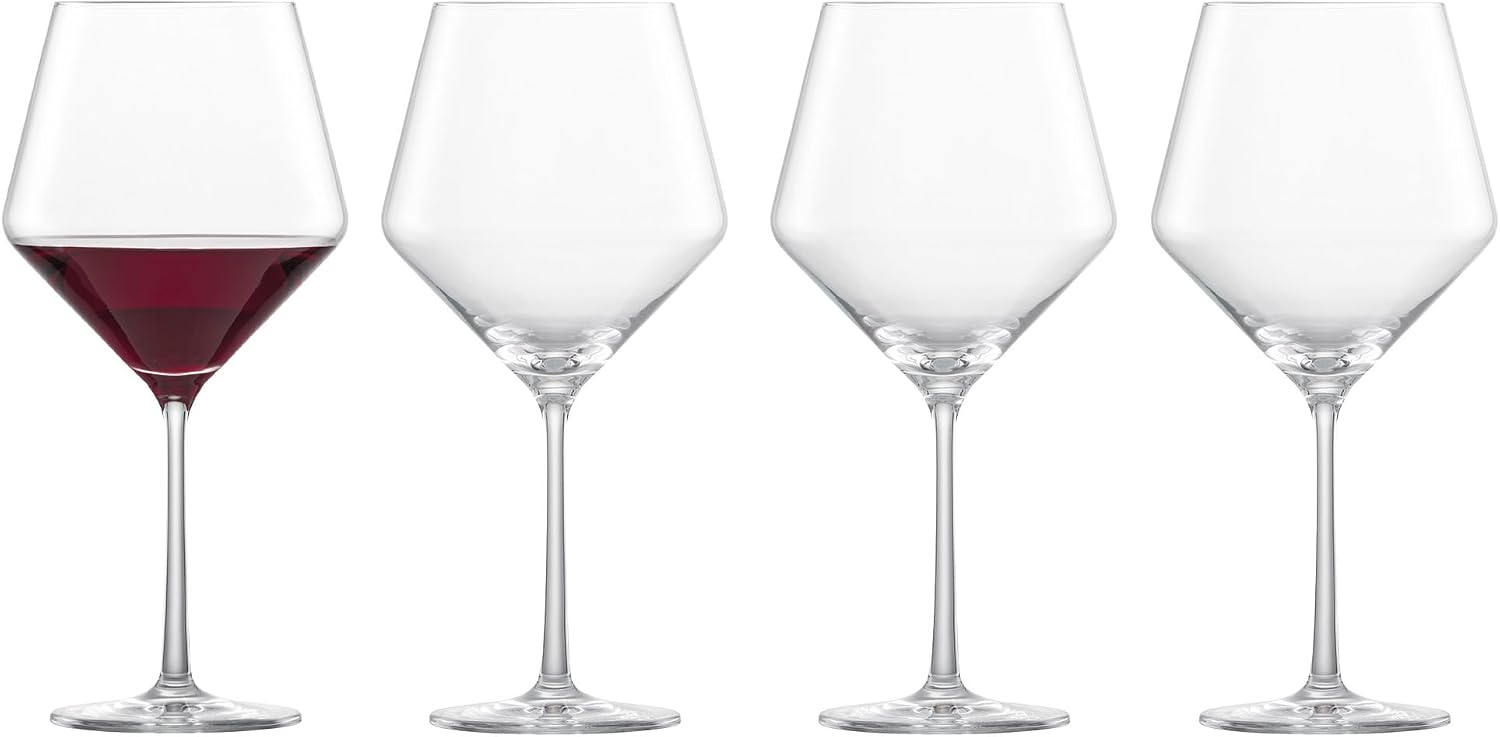 Zwiesel Glas Pure Burgundy Red Wine Glass (Set of 4), Graceful Burgundy Glasses for Red Wine, Dishwasher-Safe Tritan Crystal Glasses, Made in Germany (23 Ounce)