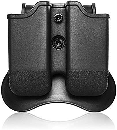 Double Mag Pouch Fit Glock 9mm/.40 Cal Magazines | Polymer Paddle Holster with 360°Adjustable Cant , Ambidextrous, Outside Waistband, Black
