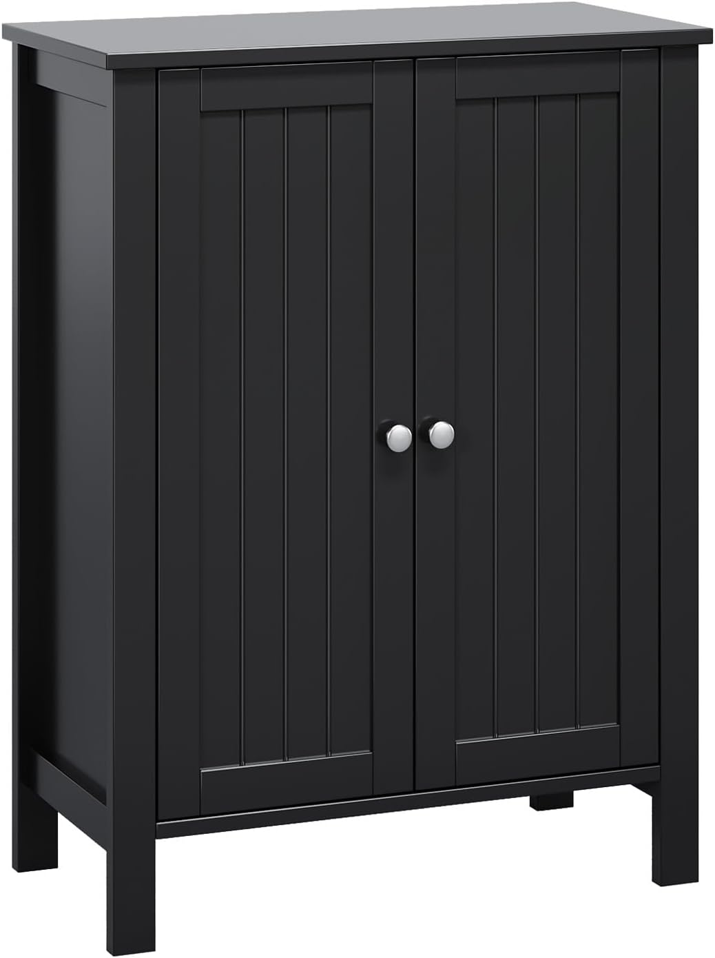 Bonnlo Bathroom Cabinet Free Standing Floor Storage with Double Door Adjustable Shelf Space Saver Decorative Modern Bathroom Furniture White