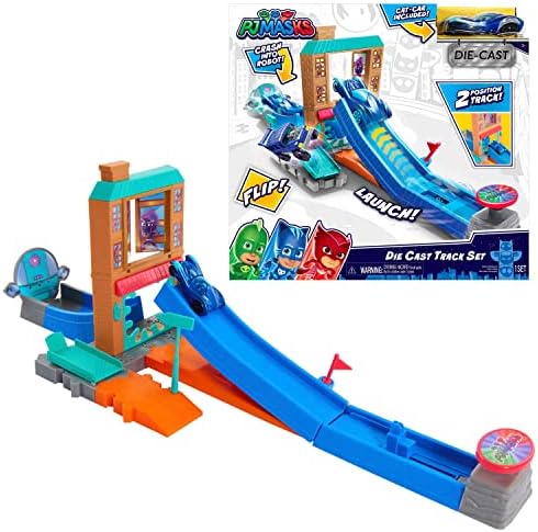 PJ Masks Die Cast Playset for 1:43 Scale Vehicles, Includes 1 Track Set and 1 Cat-Car