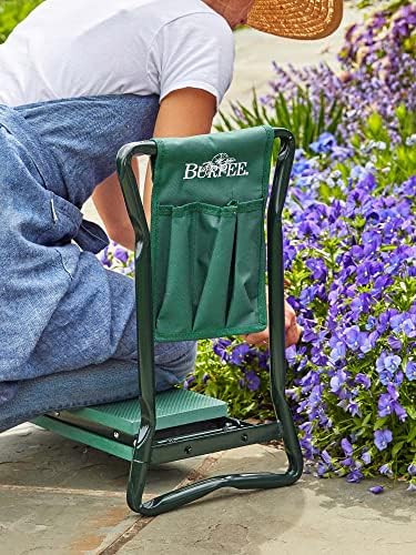 Burpee Multi-Function Garden Kneeler Seat with Padded Cushion and Detachable Tool Bag, Versatile Garden Stool with Foldable Frame