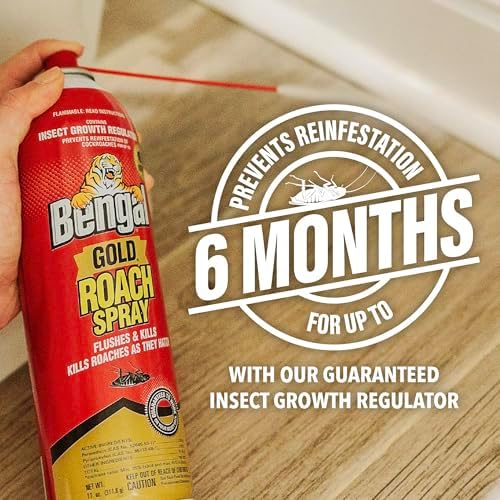 Bengal Gold Roach Spray - Prevents Reinfestation Up to 6 Months - 3 Pack | 11 oz - Odorless, Stain-Free Bug Spray for Home