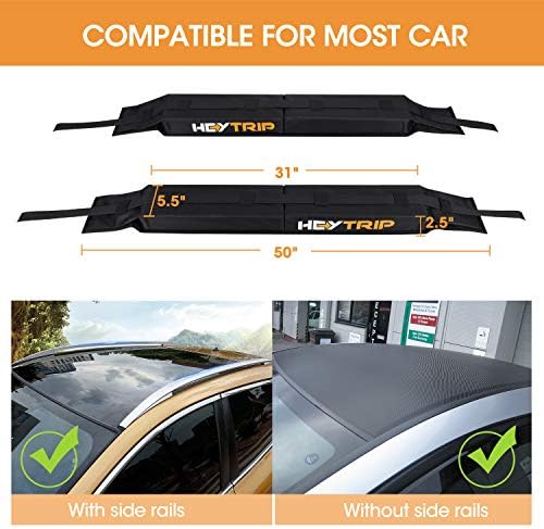 HEYTRIP Universal Soft Roof Rack Pads for Kayak/Surfboard/SUP/Canoe with 15FT Tie-Down Straps and Storage Bag