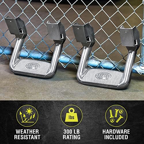 Bully AS-600-2 Polished Aluminum Universal Fit Truck Side Step Set of 4 for Trucks from Chevy (Chevrolet), Ford, Toyota, GMC, Dodge RAM, Jeep