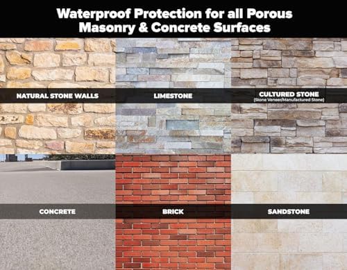 MasonryDefender All Purpose Brick Stone & Concrete Sealer - Transparent Penetrating Waterproof Coating for Outdoor Masonry Surfaces - 1 Gallon