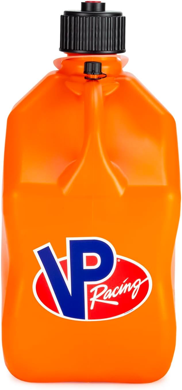 VP Racing 3572-CA, 5.5 Gallon Square motorsport Jug Orange with 2 Deluxe Filler Hoses (2 Pack)