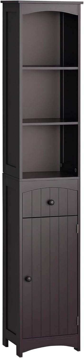 HOMCOM Bathroom Storage Cabinet Free Standing Bathroom Storage Unit White | Tall Linen Tower, 3-Tier Shelves, Drawer
