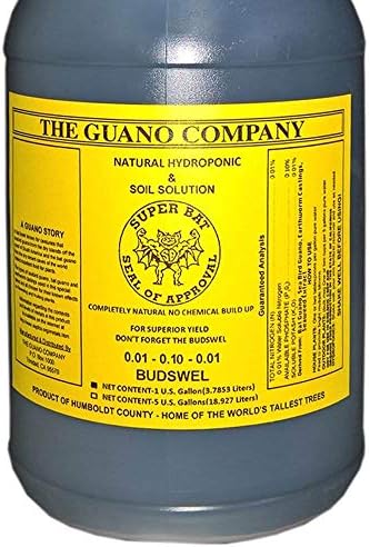 Hydrofarm GUBS128C Super Bat Budswel Organic Hydroponic Liquid Nutrient Solution for Strong Blooms in Garden Soil, Flowers and Plants, 1 Gallon