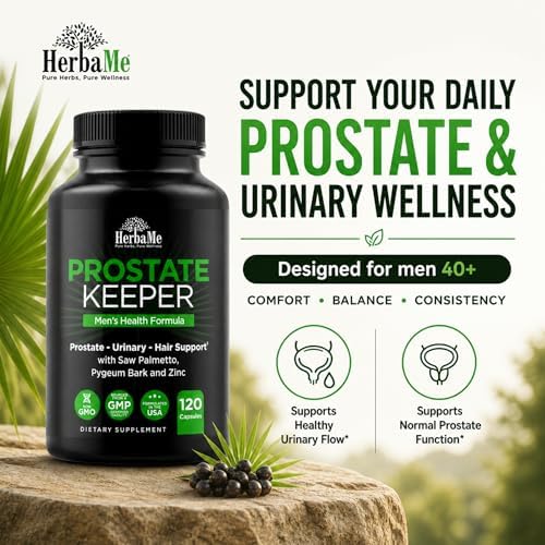 Prostate Health Supplement for Men & Urinary Support, 120 Capsules | Saw Palmetto, Pygeum Bark & Zinc for Healthy Urinary Flow, Bladder Comfort