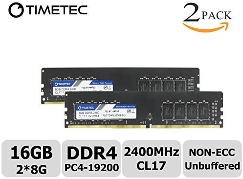 Timetec 16GB DDR4 2400MHz (PC4-2400T) PC4-19200 UDIMM Desktop RAM – 288-Pin 1.2V CL17 Non-ECC Unbuffered DIMM Memory Module Upgrade