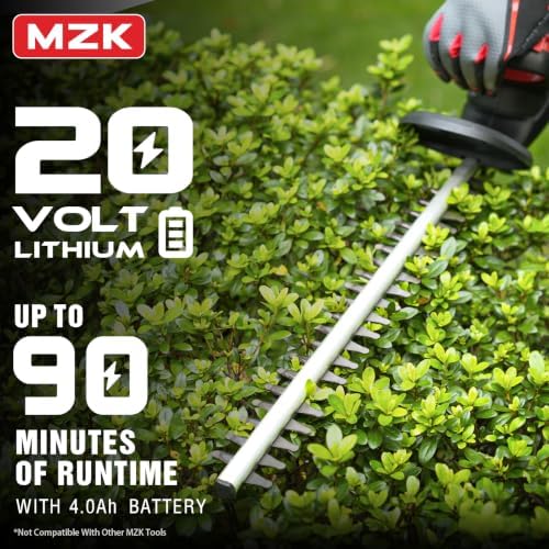 MZK 20V 22-Inch Cordless Hedge Trimmer with 2 x 4Ah Batteries