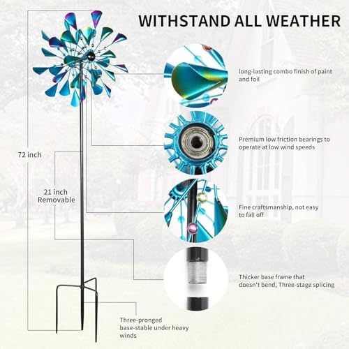 DECOROCA Kinetic Wind Spinners Outdoor - Large Metal Wind Sculptures