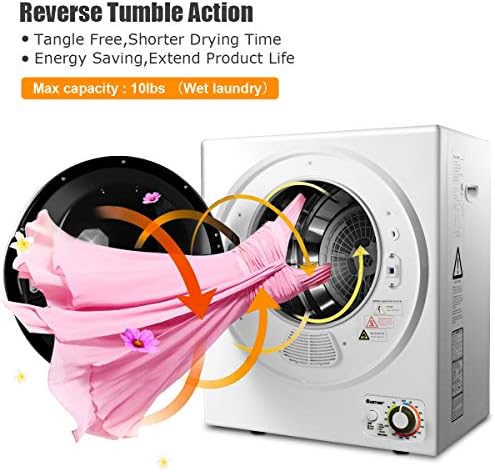 COSTWAY Compact Laundry Dryer, 110V Electric Portable Clothes Dryer with Stainless Steel Tub