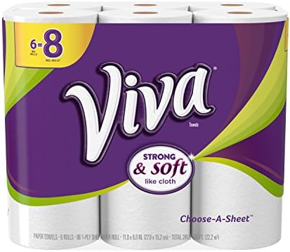 VIVA Choose-A-Sheet Paper Towels White Regular Roll 6 Count, Cloth-Like Texture, Strong & Soft Paper Towels for Ultimate Clean, 6 Count (Pack of 1)