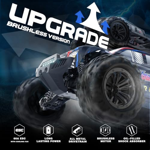 Hosim 1:10 Brushless RC Cars for Adults & Boys, 60+ KMH Remote Control Car | 4WD Off Road Monster Truck, Waterproof All-Terrain RC Truck