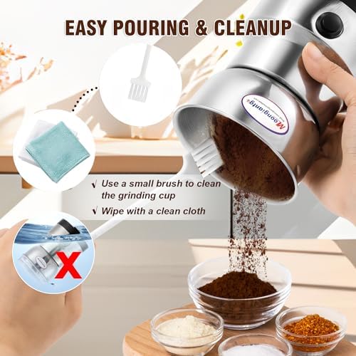 Moongiantgo Coffee Grinder Electric, Mini Spice Grinder, 200W 10s Fast Grinding, Dry Grain Mill for Spices Seeds Rice Beans Seasonings