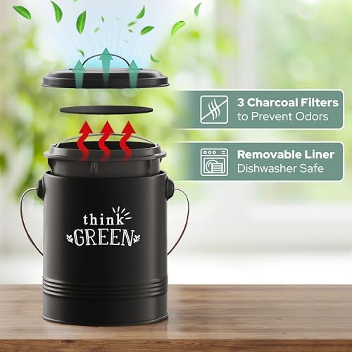 Barnyard Designs 1.2 Gallon Kitchen Counter Compost Bin with Lid (Mint)
