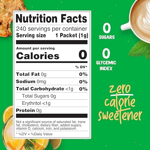 Pyure Organic Stevia Packets | Zero Calorie Sweetener For Coffee, 40 Count | Zero calorie organic stevia packets for coffee, tea, baking, keto, paleo, diabetic diets, lunchboxes, travel, and office