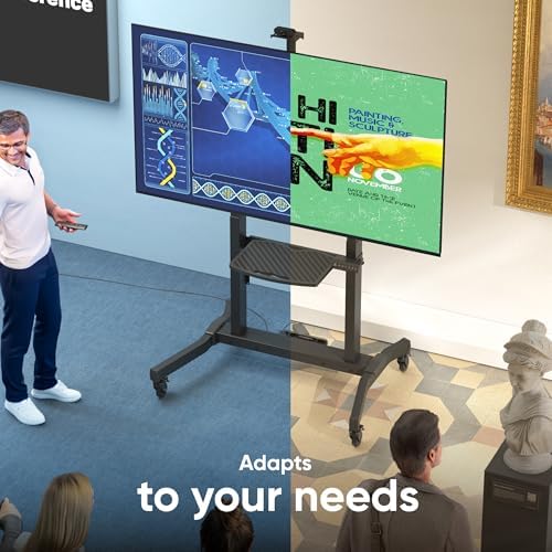 ONKRON Motorized TV Stand 50-100", up to 265 lbs, max VESA 1000x600, Black | Electric TV lift height adjustable 44.5"-63", remote, tilt
