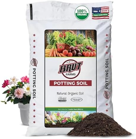 Brut Organic Potting Soil 1 CU FT – Premium Plant Soil with Organic Worm Castings, Trace Minerals & Perlite – Chemical-Free