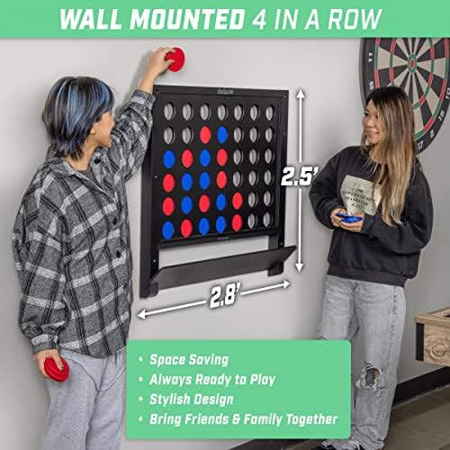 GoSports Wall Mounted Giant 4 in a Row Game - Jumbo 4 Connect Family Fun with Coins
