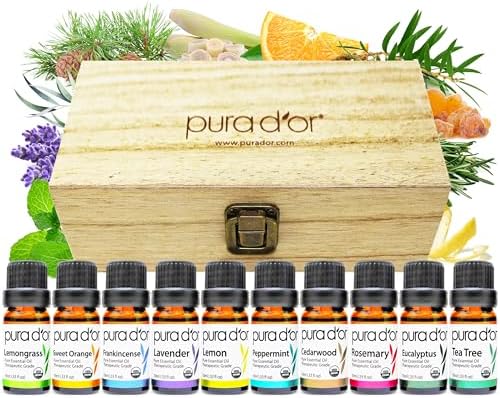 PURA D'OR Organic Perfect10 Essential Oils Aromatherapy Box Set, 10mL x10