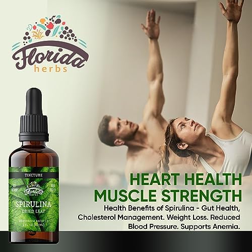 Spirulina Tincture, Organic Spirulina Extract (Arthrospira Platensis) Herbal Supplement, Non-GMO in Cold-Pressed Organic Vegetable Glycerin, 700 mg
