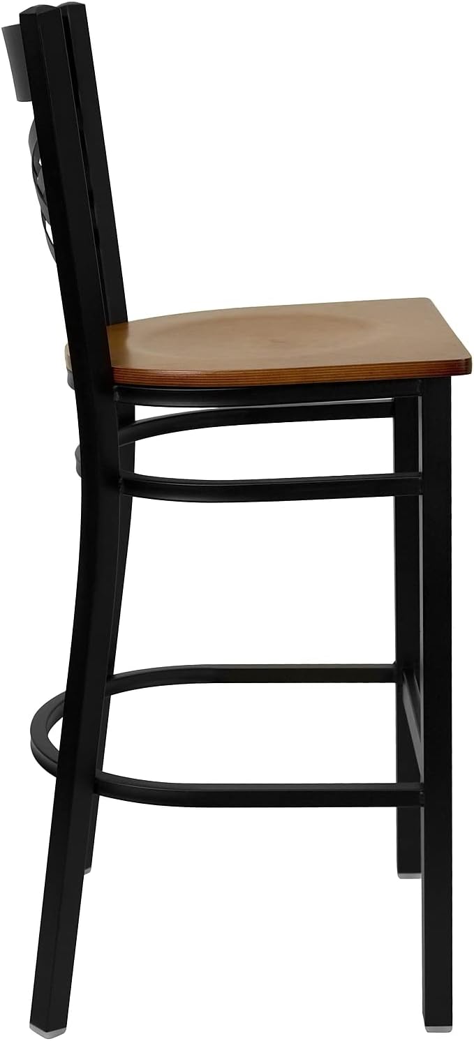 Flash Furniture Hercules Metal Restaurant Barstool, Black | X Back Style, Vinyl Upholstery, Durable Construction, Commercial Use
