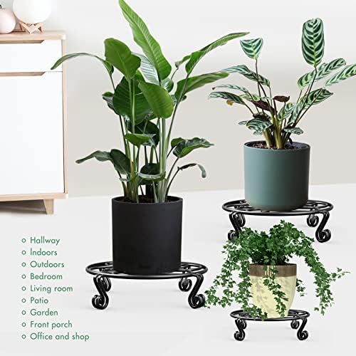 Yimobra 2 Pack Plant Stand for Flower Pot Heavy Duty Potted Holder Indoor Outdoor Metal Rustproof Iron Garden Container Round Supports Rack for