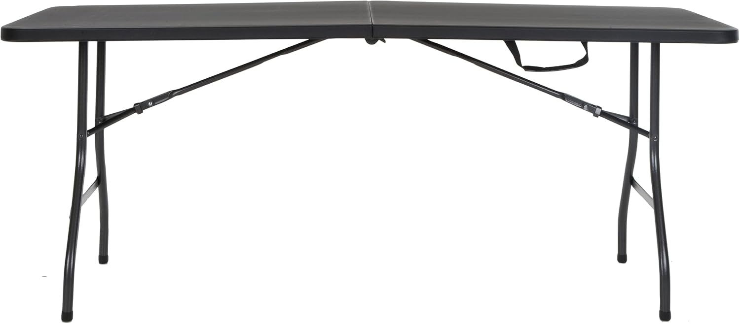 Cosco 6ft Fold-in-Half Blow Molded Folding Table, Indoor/Outdoor, Comfort Handle, Lightweight Plastic Construction - White