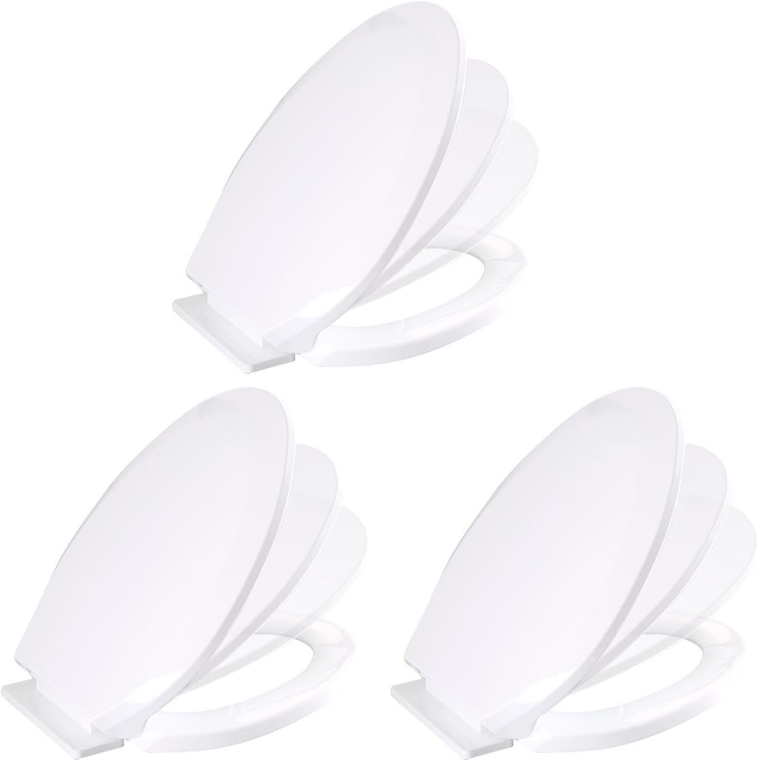Renovators Supply Manufacturing Plastic Soft Close Toilet Seat Elongated Quiet-Close Lid, Contoured Seat, Easy to Install and Clean, Grip-Tight Bumpers with Adjustable Mounting Hardware, Black