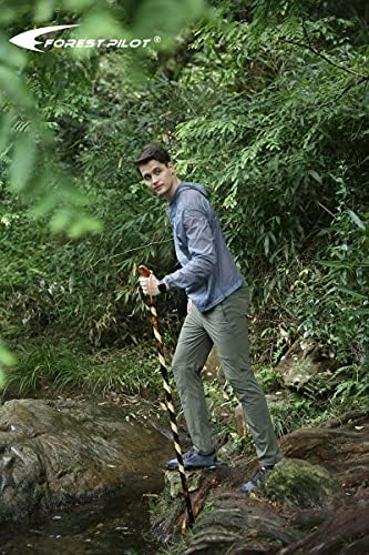 FOREST PILOT Handcrafted Nature Wood Hiking Stick 55 Inches Long - with Hand Strap and Rubber Tip Cover - Transparent Waterproof Painting Coating