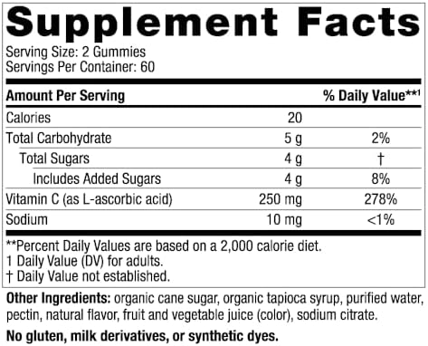 Nordic Naturals Vitamin C Gummies, 250mg Vegan, Tart Tangerine - 60 Count | Supports immune health, antioxidant protection, child growth & development. Tart tangerine flavor gummies for kids & adults