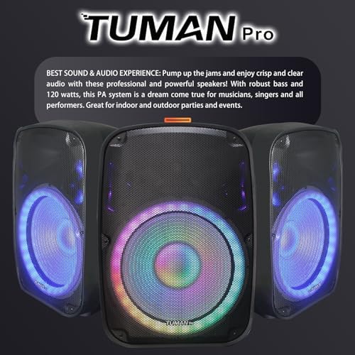 Portable 15-Inch Amplified PA DJ Speaker System | Support Bluetooth USB SD Playback FM Radio LED Light Remote Speaker Stand Suitable For Church Live