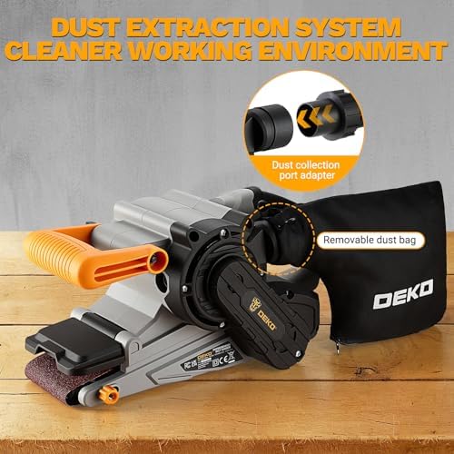 Belt Sander Corded: DEKOPRO 8.4A Belt Sander Handheld with Dust Bag & 2 Metal C Clamps