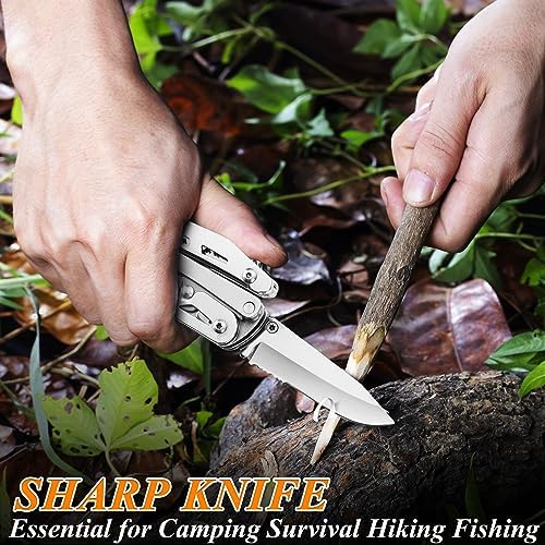RoverTac 18-in-1 Multitool Pocket Knife with Pliers, Saw, Corkscrew & Detachable Scissors, Multi Tool with Safety Lock, 9 Screwdriver Bits