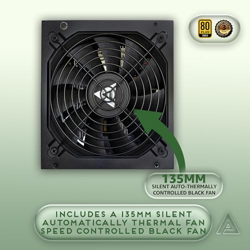 Apevia ATX-PR600W Prestige 600W 80+ Gold Certified, RoHS Compliance, Active PFC ATX Gaming Power Supply | 80+ Gold Efficiency, 135mm Auto Thermal Controlled Fan, Heavy Duty Protections, RoHS Compliance, DC to DC Converter Design