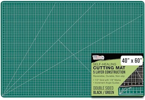 U.S. Art Supply 40" x 60" Self-Healing Cutting Mat 5-Ply - Double-Sided Green/Black Craft Mat, Non-Slip Cutting Mats for Crafts, Sewing, Quilting, Scrapbooking | Double-Sided Green/Black Craft Mat, Non-Slip Cutting Mats for Crafts, Sewing, Quilting, Scra…