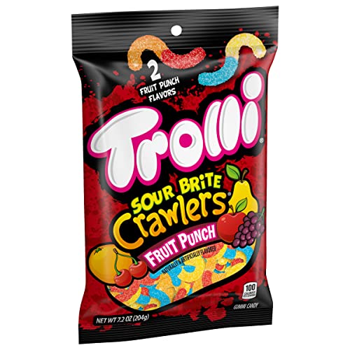 Trolli Sour Brite Crawlers Candy, Very Berry, Sweet and Sour, Gummy Worms, 7.2 oz
