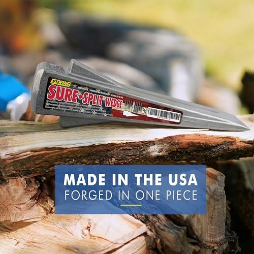 ESTWING Sure Split Wedge - 5-Pound USA Made Wood Splitting Tool with Forged Steel Construction & 1-7/8" Cutting Edge - Finish May Vary - E-5 | Made in USA, Wood Splitting Made Easy, Fin Splitting Design, Hand Sharpened, Perfect For The Outdoorsman